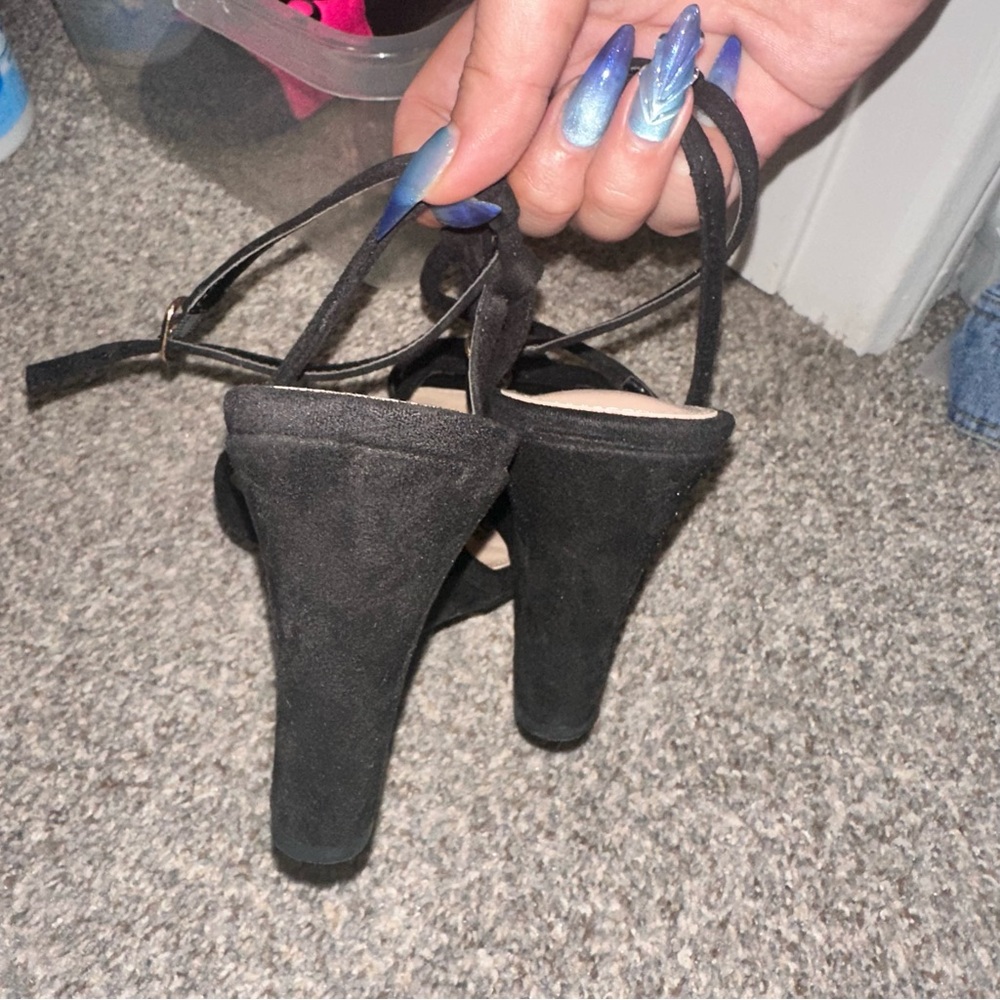 Fashion Nova Black Strappy Wedges - Picture 7 of 9